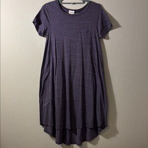 LuLaRoe Carly Purple High Low Dress with Raglan Sleeves